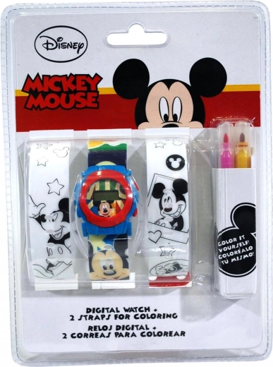 Euroswan souprava digitálních hodinek a řemínků k vybarvení Mickey Mouse