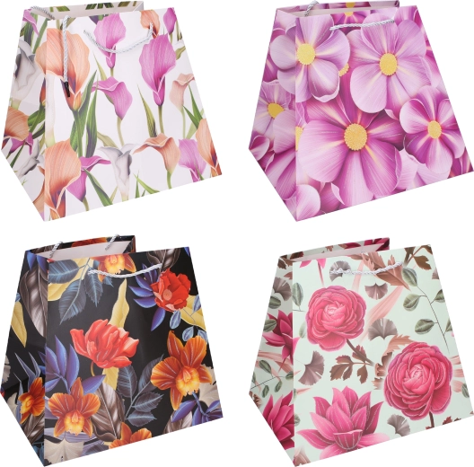 Dárková papírová taška S 17,5 × 21 × 13,8 cm – květinový motiv