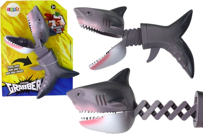 Kousací hračka rekin na pružině – šedá