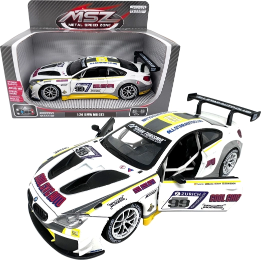 Kovový model závodního auta 1:24 BMW M6 GT3 bílé