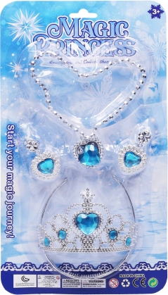 Dětská sada šperků s korunou, náhrdelníkem a náušnicemi
