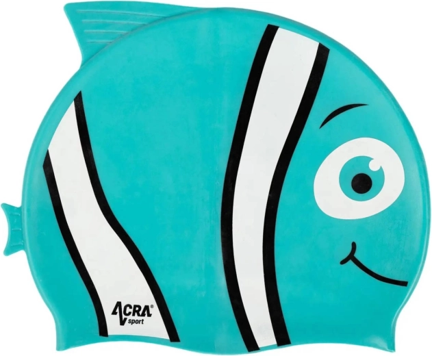 Acra dětská silikonová plavecká čepice Nemo tyrkysová - 1 kus