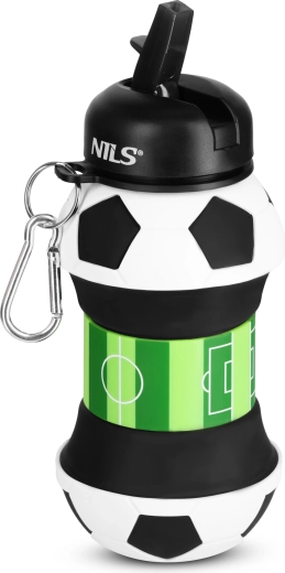 NILS Camp skládací silikonová láhev pro děti 550 ml fotbal