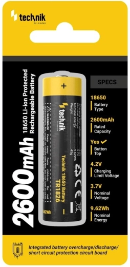 Nabíjecí baterie 18650 2600 mAh 3,7 V s ochranou