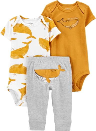 Carter's 3dílný set pro miminko – 2× body s krátkým rukávem a legíny Green Firefly, neutrální