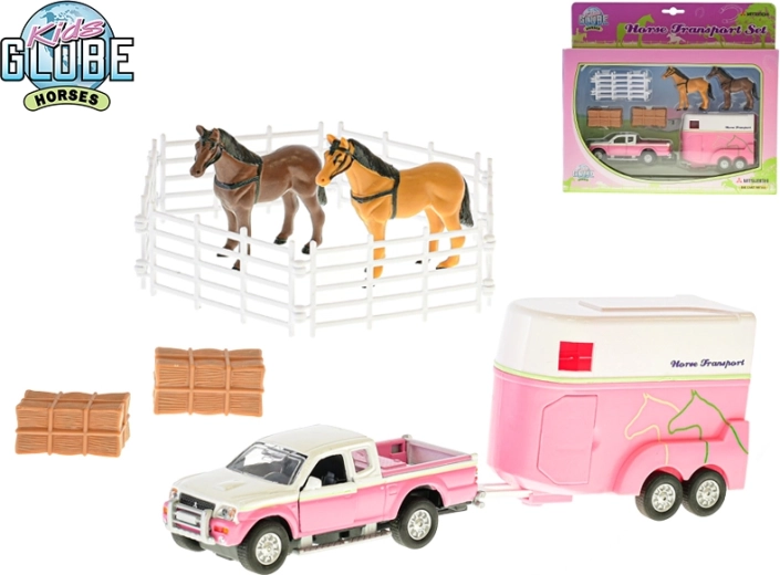 Kids Globe terénní vůz s přívěsem pro koně 1:32