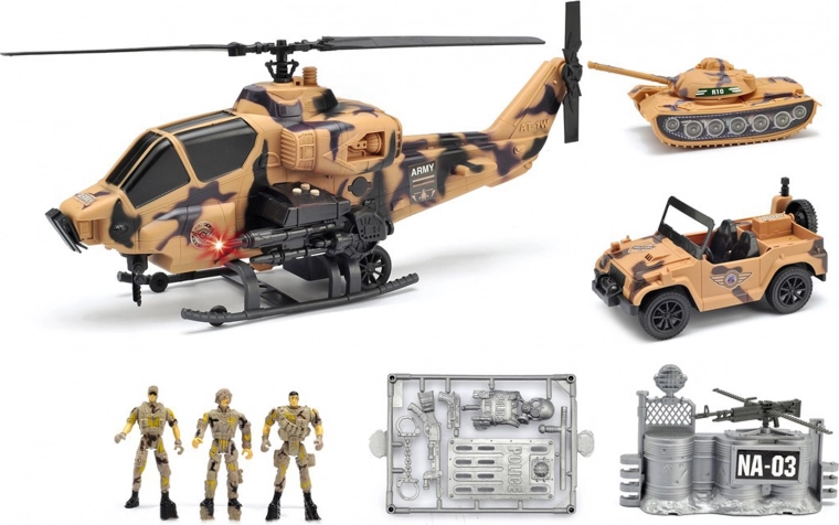Vojenská sada s helikoptérou se světlem a zvukem