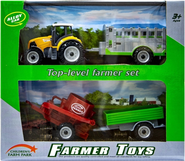 Oranžový traktor s vyměnitelnými přívěsy