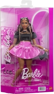 Barbie Deluxe Style modelka v černém topu a růžové sukni