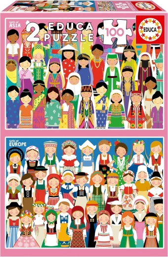 Educa puzzle Dívky z Evropy a Asie 2×100 dílků