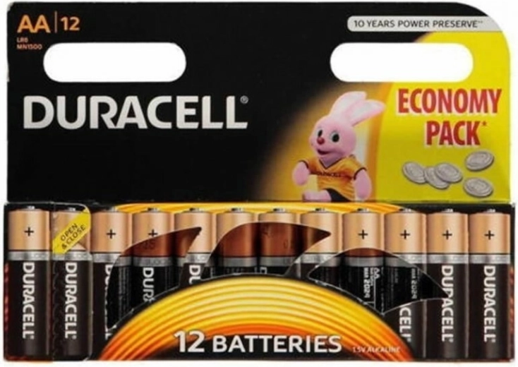 Alkalické baterie AA DURACELL MN1500, balení 12 ks