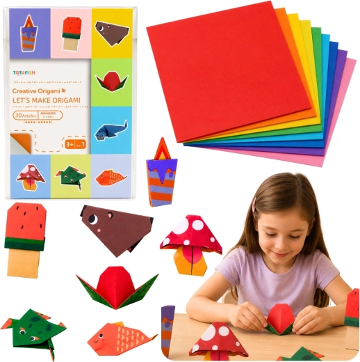 Barevný sešit na origami pro děti – zvířátka, 30 listů