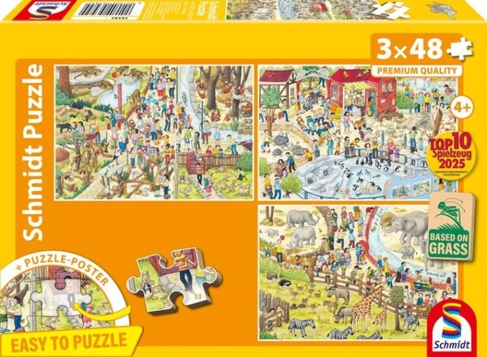 Puzzle Zábava v zoo 3×48 dílků SCHMIDT