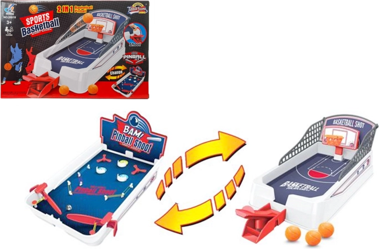 Stolní hra dovednostní 2v1 pinball a basketbal