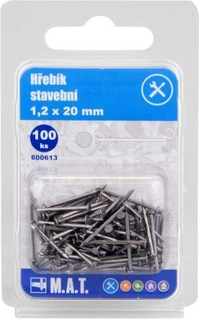 Stavební hřebíky 20 × 1,2 mm, 100 ks