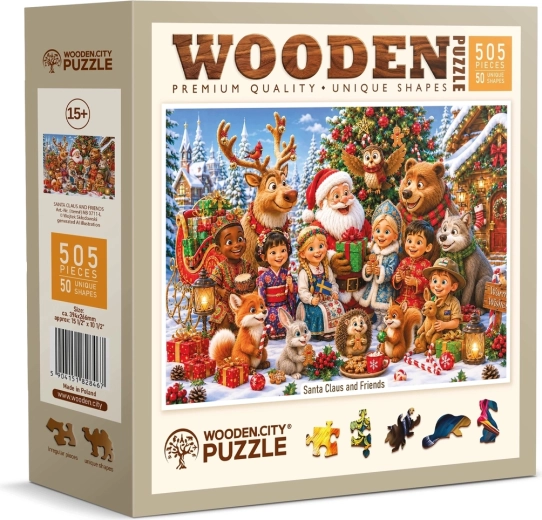 WOODEN CITY dřevěné puzzle Santa Claus s přáteli, 505 dílků