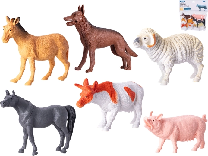 Sada figurek domácích zvířat 10–14 cm, 6 ks