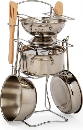 Sada nádobí pro děti na stojanu Bigjigs Toys