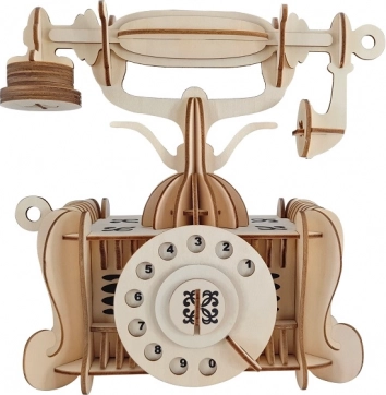 Dřevěné 3D puzzle starý telefon