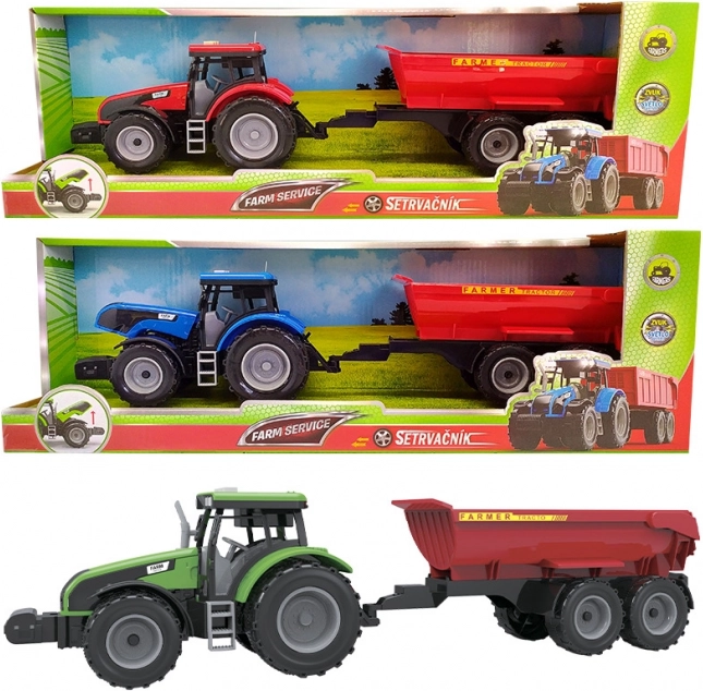 Farmářský traktor s valníkem se světly a zvuky