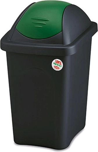 Výklopný odpadkový koš MULTIPAT 30 l, obdélníkový, černo‑zelený