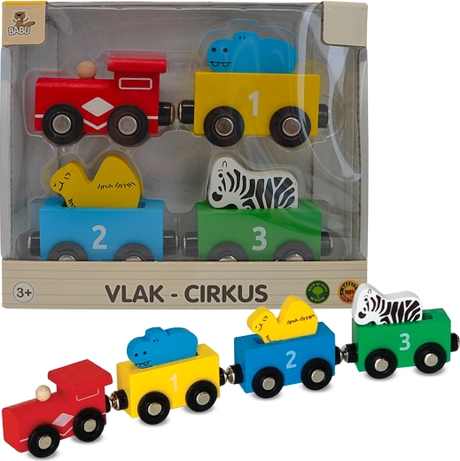 Babu dřevěný vláček cirkus s vagóny