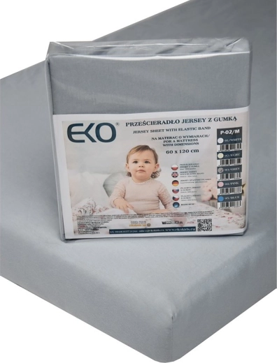 EKO napínací prostěradlo z žerzeje s gumou šedé 120 × 60 cm