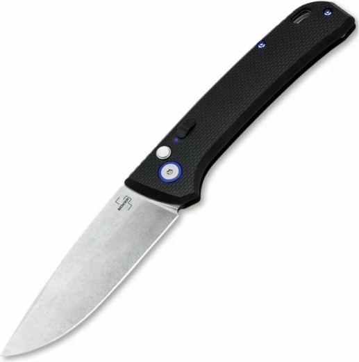 Böker Plus FRND Silver automatický kapesní nůž 8,5 cm, stonewash, černý, Grivory