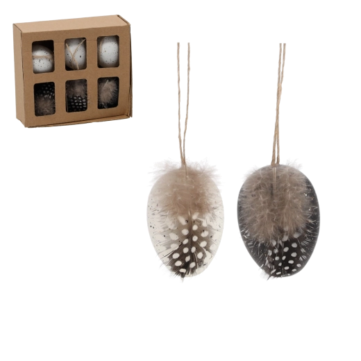 Sada závěsných velikonočních vajíček – bílo‑černá elegance (6 ks)