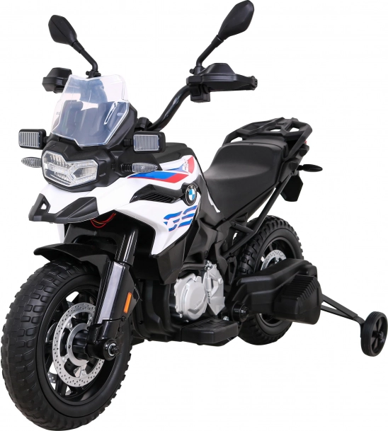 Dětská elektrická motorka BMW F850 GS s pomocnými kolečky, LED a audio