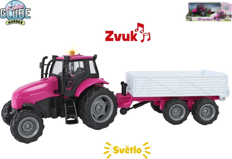 Kids Globe Horses traktor s vlečkou se světly a zvuky