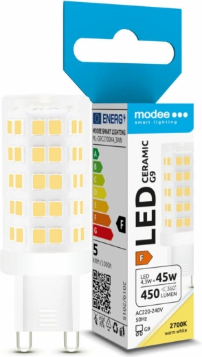 LED žárovka G9 keramická 4,3 W teplá bílá