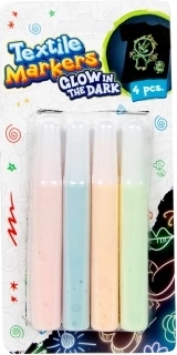Textilní fixy zářící ve tmě – sada 4 ks