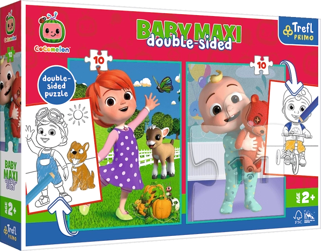 Oboustranné puzzle COCOMELON – přátelé, TREFL Baby Maxi 2×10 dílků