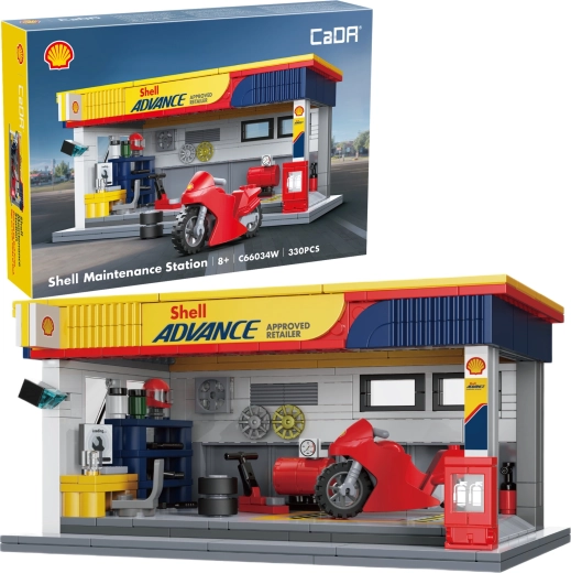 CaDA Shell staniční servisní stanice – stavebnice 330 dílků