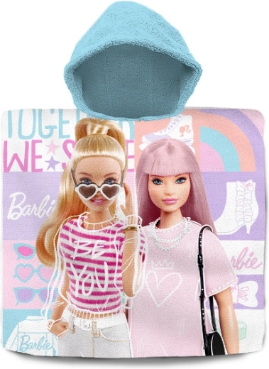 Dětské koupací pončo s kapucí BARBIE z bavlny