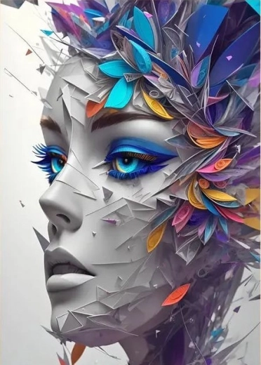 Diamantové malování – abstraktní portrét ženy 30 × 40 cm