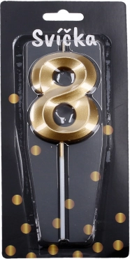 Párty svíčka číslo 8 zlatá