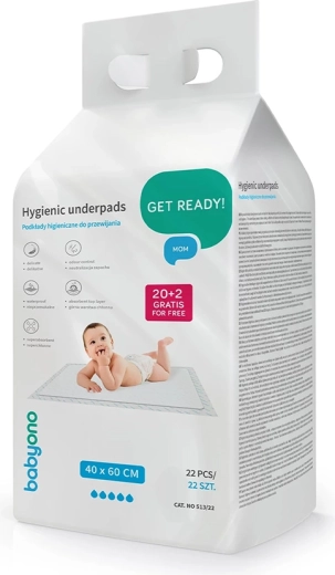 Hygienické přebalovací podložky BABYONO 40 × 60 cm, 22 ks