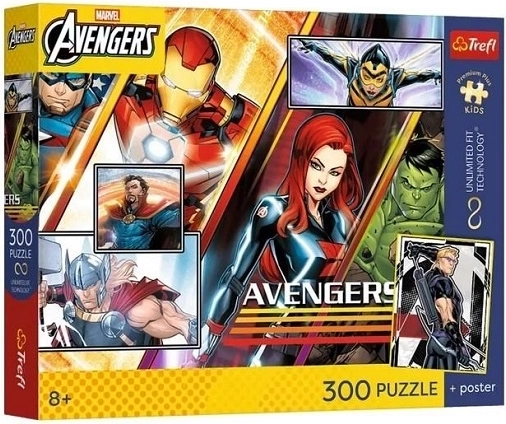 Puzzle Trefl Marvel Avengers – síla týmu, 300 dílků + plakát