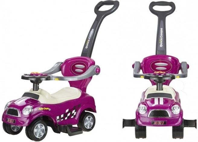Jezdící auto s vodicí tyčí coupe fialové