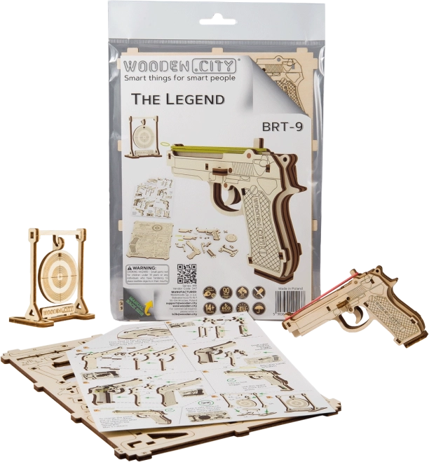 Dřevěné 3D puzzle pistole Legend BRT‑9 WOODEN CITY (31 dílů)
