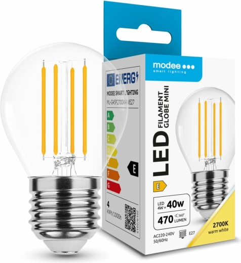 LED žárovka Modee Filament Globe Mini G45 4 W E27, 430 lm, teplá bílá
