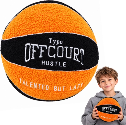 Plyšový basketbalový míč oranžovo-černý 23 cm