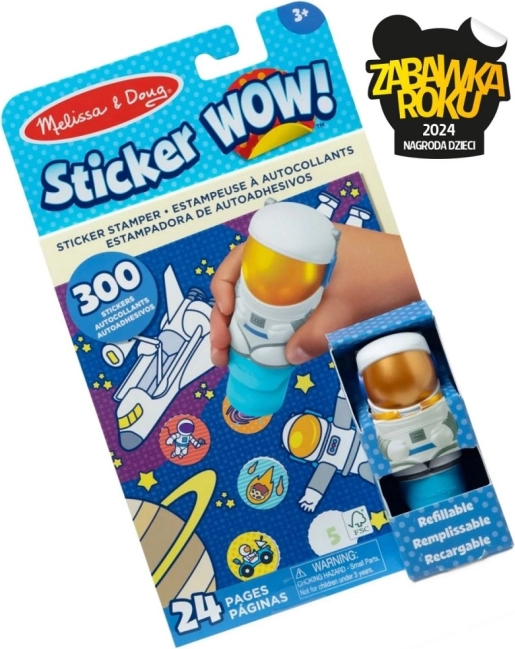 Sticker Wow kreativní sada s razítkem a samolepkami – astronaut
