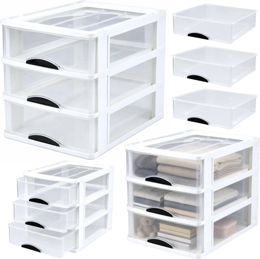 Multifunkční organizér se 3 zásuvkami, plastový box bílý