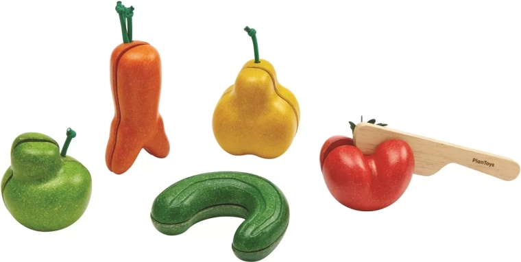 PlanToys křivé ovoce a zelenina – krájecí sada