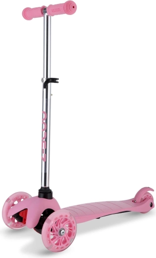Růžová tříkolová koloběžka s LED kolečky