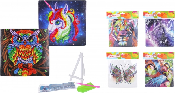 Kreativní set diamond painting 20 × 20 cm se stojánkem (mix motivů)