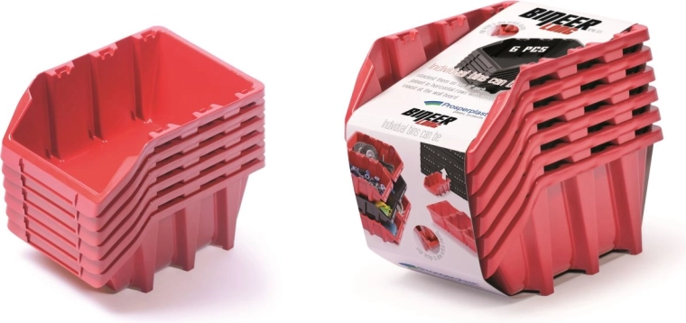 Sada úložných boxů Bineer Long, 6 ks, červená